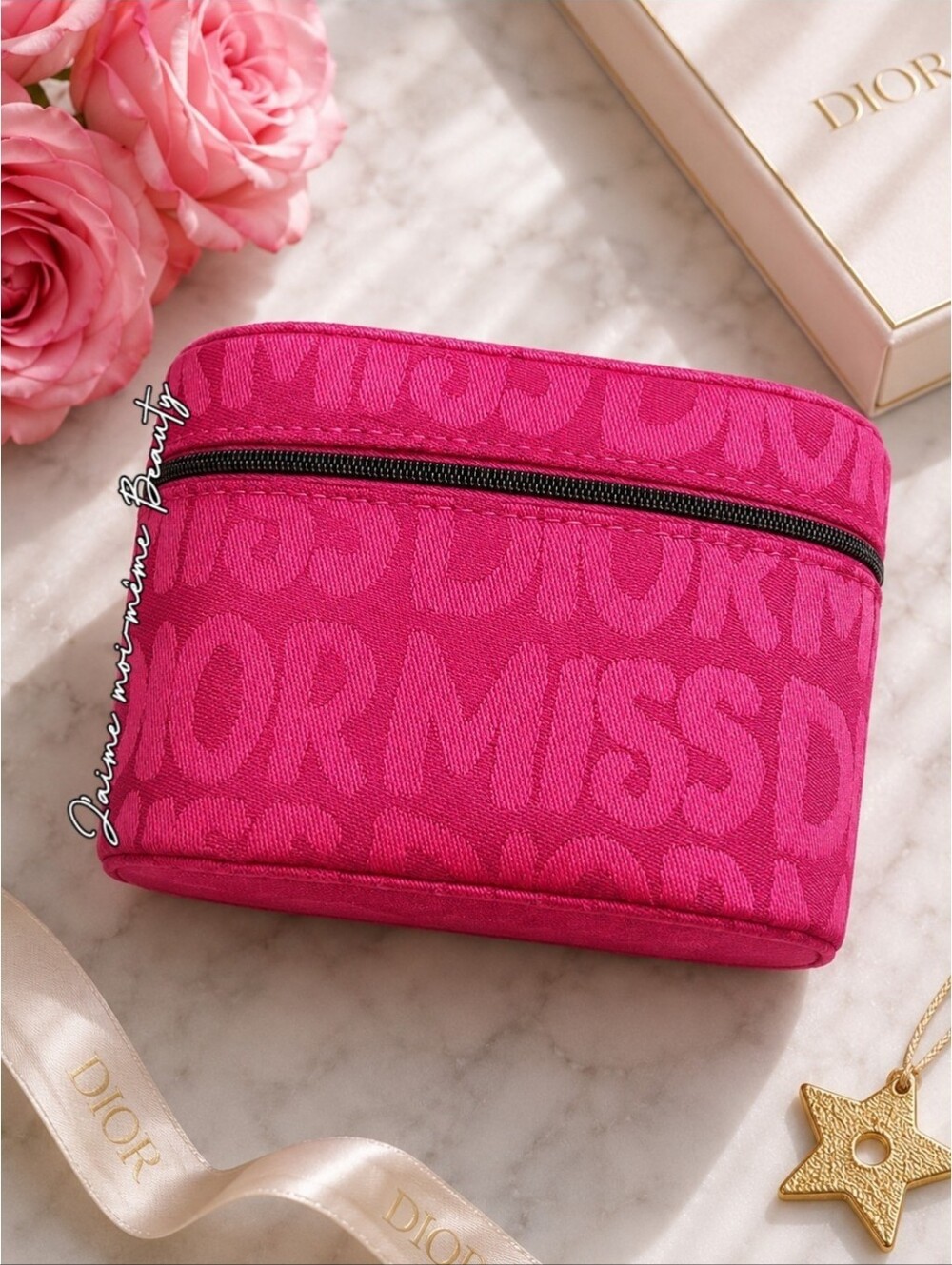 Dior Hot Pink And Black Miss Dior Print Train Case - Picture 1 of 10